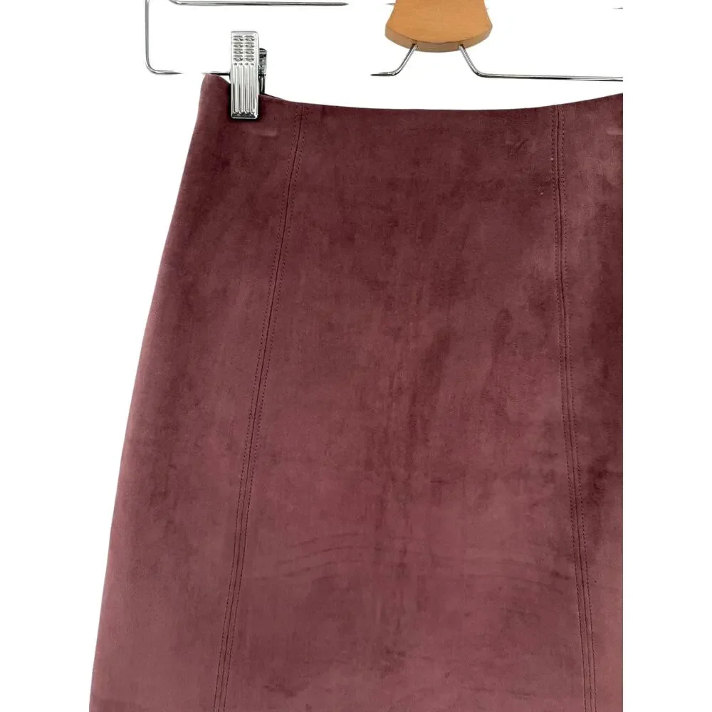 Aritzia Babaton Modern Mini Skirt Faux Suede A-Line Berry Women's Size 00